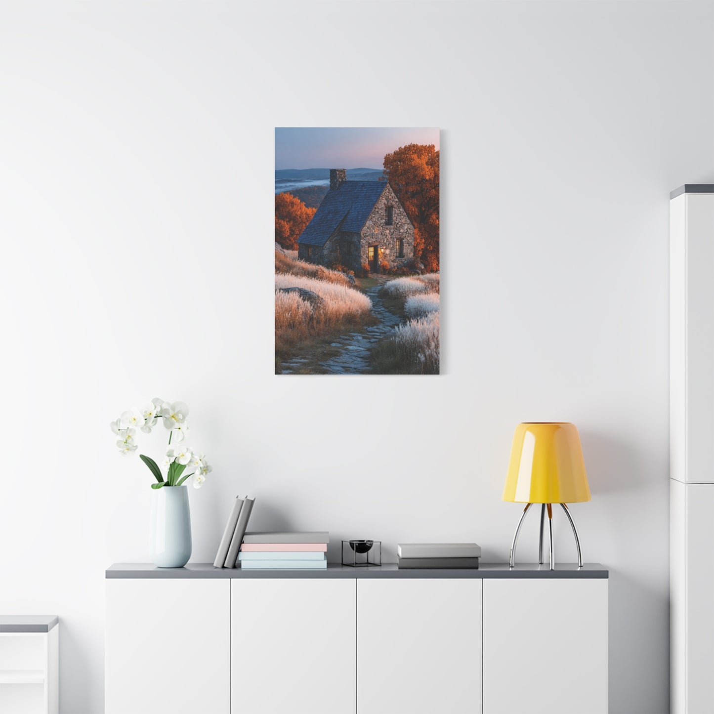 Autumn Cottage in Golden Hills Wall Art & Canvas Print