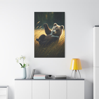 Playful Bear Cub in Meadow Wall Art & Canvas Prints