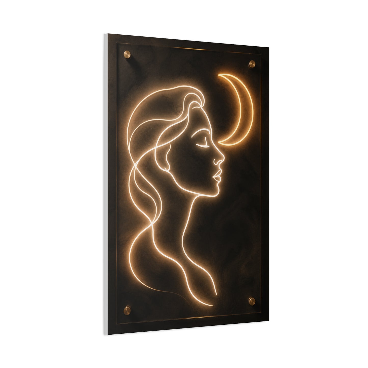 Neon Crescent Muse Line Art Wall Art & Canvas Print