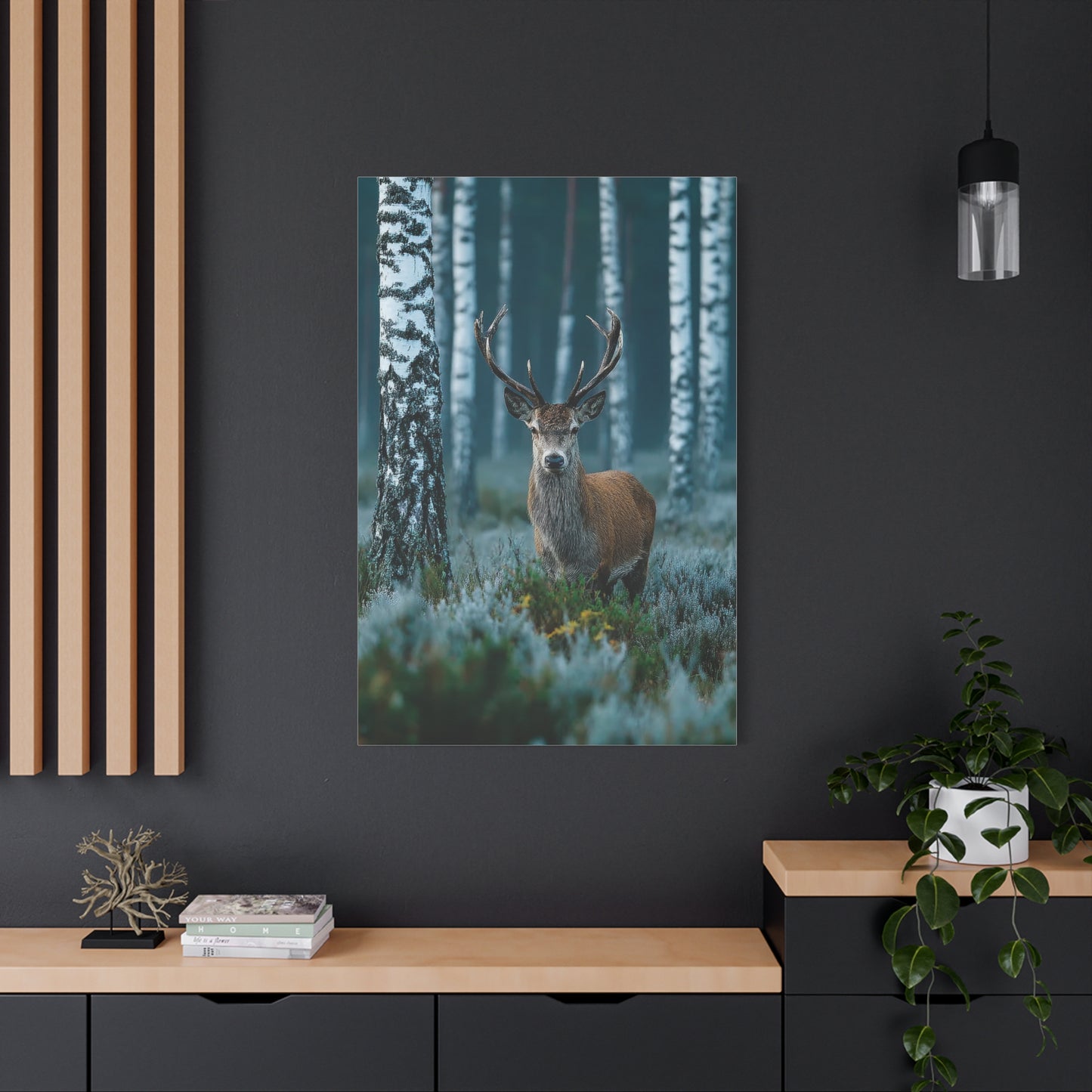 Scandinavian Woodland Stag Portrait Wall Art & Canvas Print