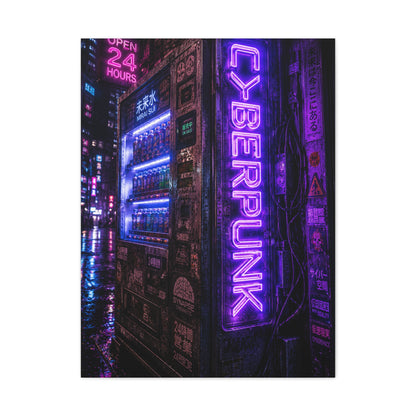Cyberpunk Neon Vending Machine Street Wall Art & Canvas Print
