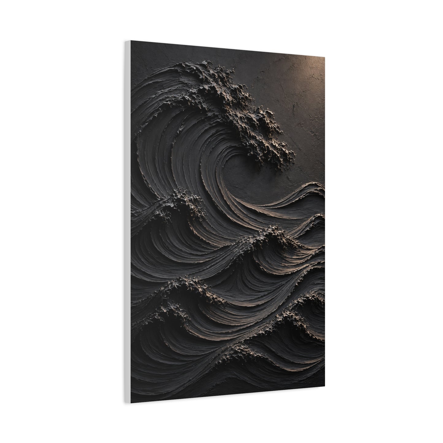 Matte Black Sculptural Ocean Motion Wall Art & Canvas Print