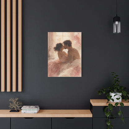 Soft Watercolor Intimate Kiss Scene Wall Art & Canvas Print