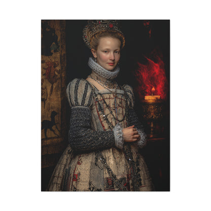 Renaissance Queen in Candlelit Court Portrait Wall Art & Canvas Print