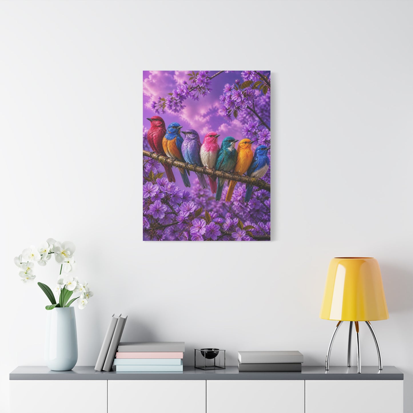 Vibrant Blossom Birds Garden Wall Art & Canvas Print
