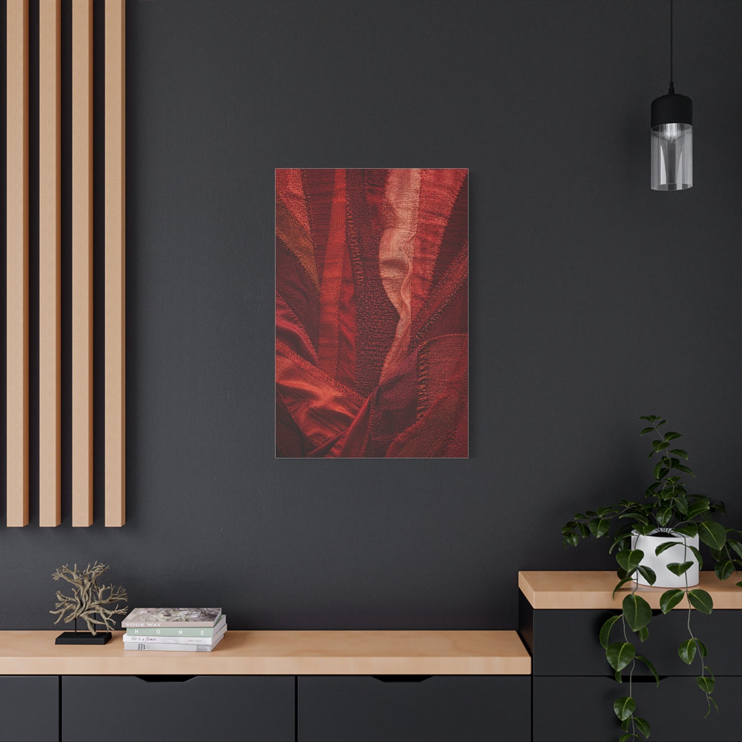 Red Textile Layered Fabric Abstraction Wall Art & Canvas Print