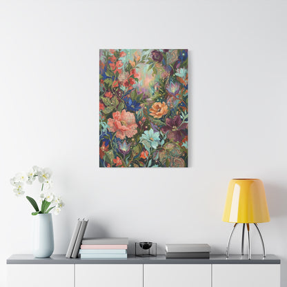 Enchanted Floral Garden & Fireflies Wall Art & Canvas Print