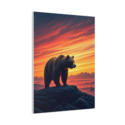 Sunset Summit Bear Silhouette Wall Art & Canvas Prints