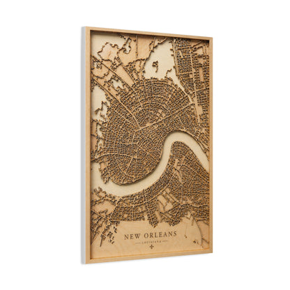 New Orleans Wooden Map Relief Wall Art & Canvas Print