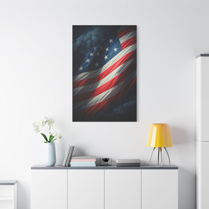Stormlit American Flag Strength Wall Art & Canvas Prints