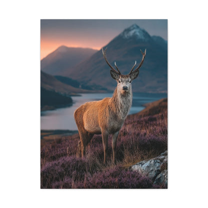 Scottish Highland Sunrise Stag Wall Art & Canvas Print