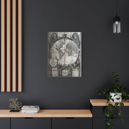 Antique World Map Engraving Wall Art & Canvas Print
