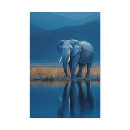 Elephant Blue Hour Reflection Wall Art & Canvas Print