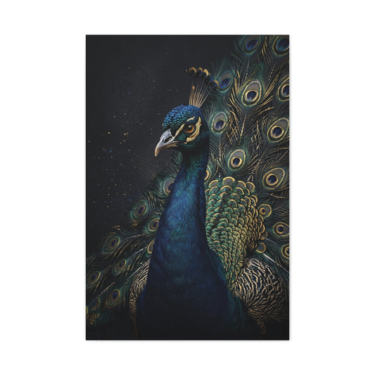 Dark Luxury Peacock Portrait Wall Art & Canvas Print
