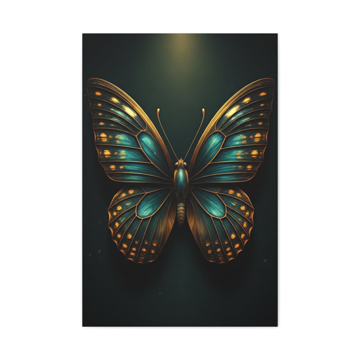 Emerald Gold Butterfly Symmetry Portrait Wall Art & Canvas Prints