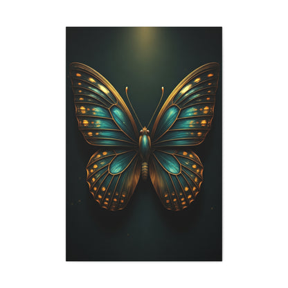 Emerald Gold Butterfly Symmetry Portrait Wall Art & Canvas Prints