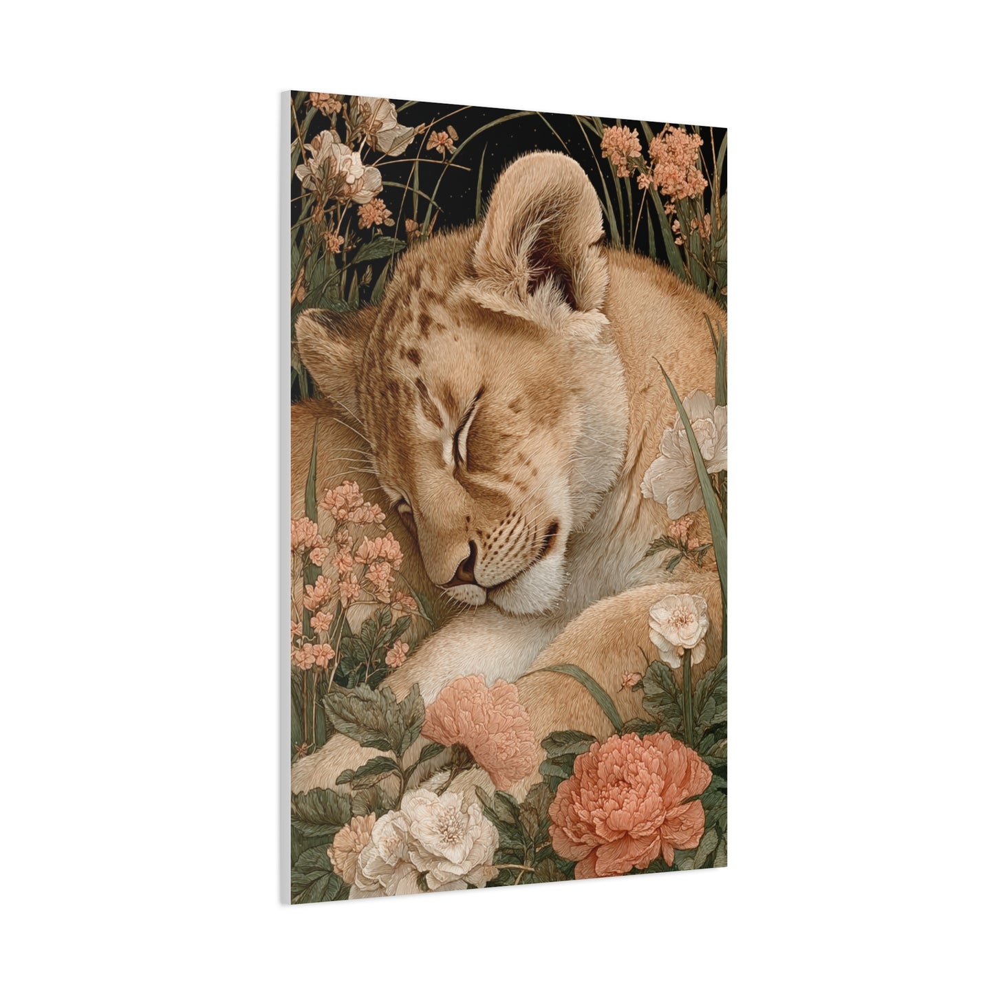 Lion Cub Floral Dream Portrait Wall Art & Canvas Print