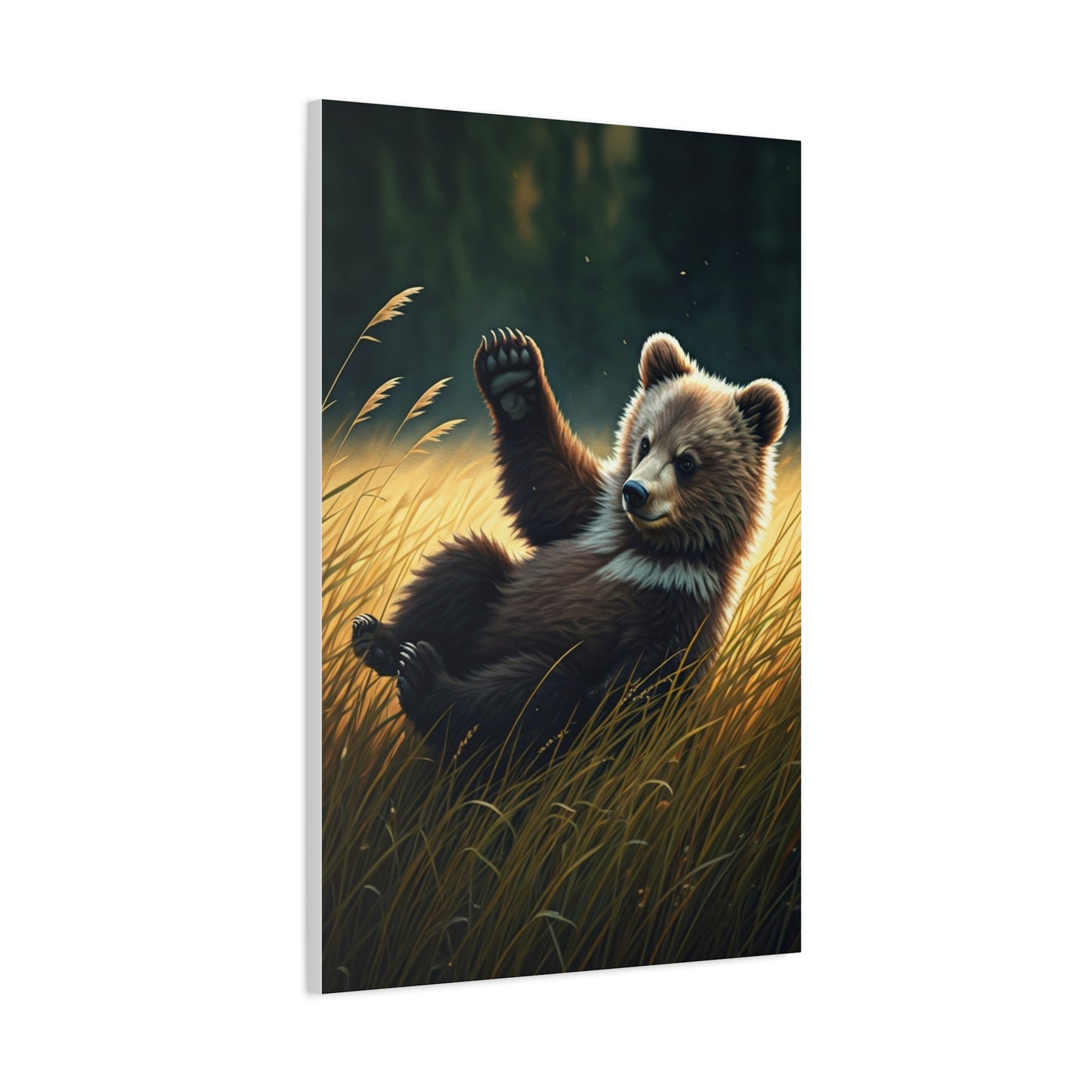 Playful Bear Cub in Meadow Wall Art & Canvas Prints
