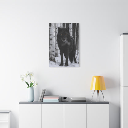 Midnight Black Wolf Aspen Forest Portrait Wall Art & Canvas Print
