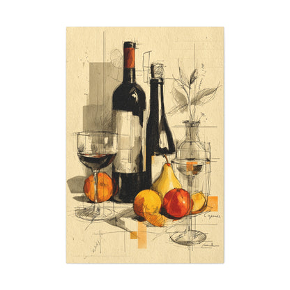 Minimalist Line Art Dining Still Life Wall Art & Canvas Print