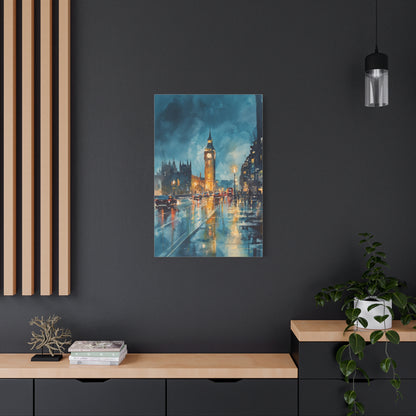 Rainy London Big Ben Reflection Wall Art & Canvas Print
