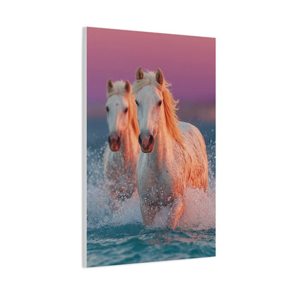White Horses Ocean Sunset Wall Art & Canvas Print