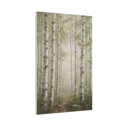 Light Birch Woodland Minimal Landscape Trees Wall Art & Canvas Print