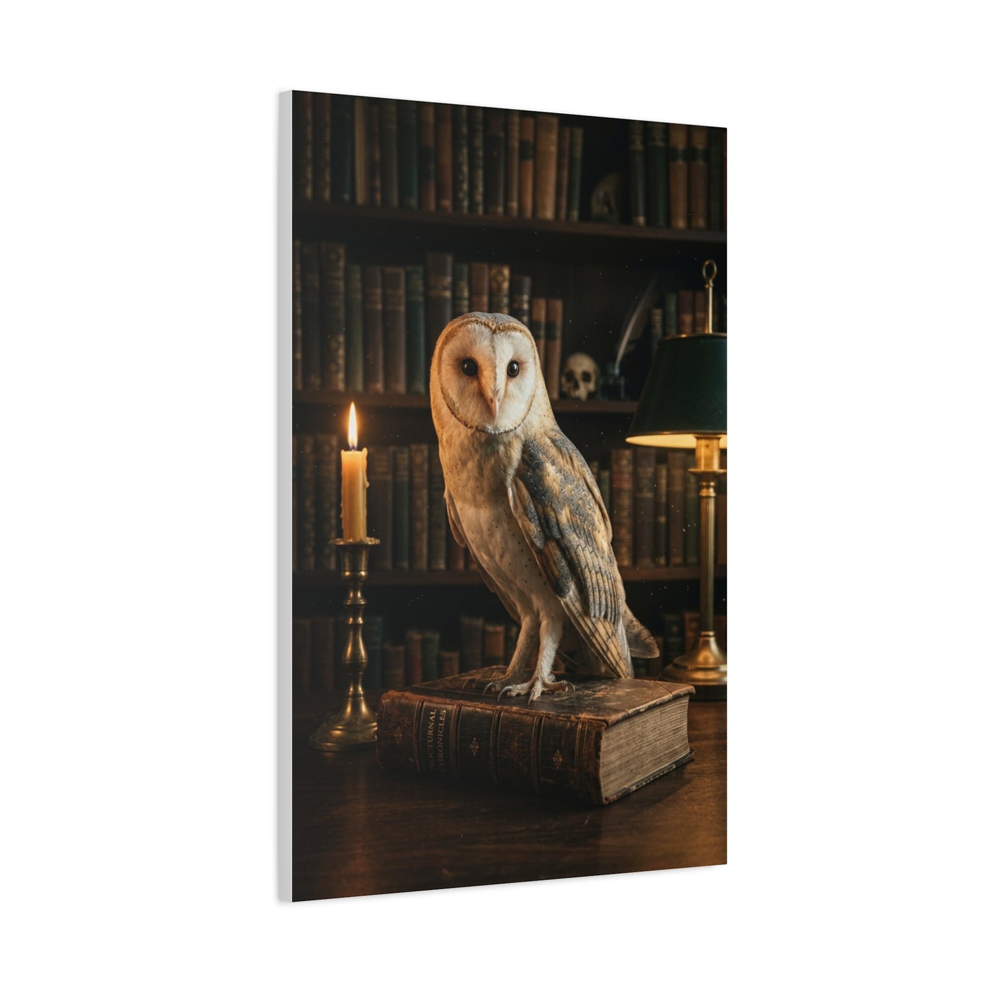 Classic Majestic Barn Owl Library Portrait Wall Art & Canvas Print