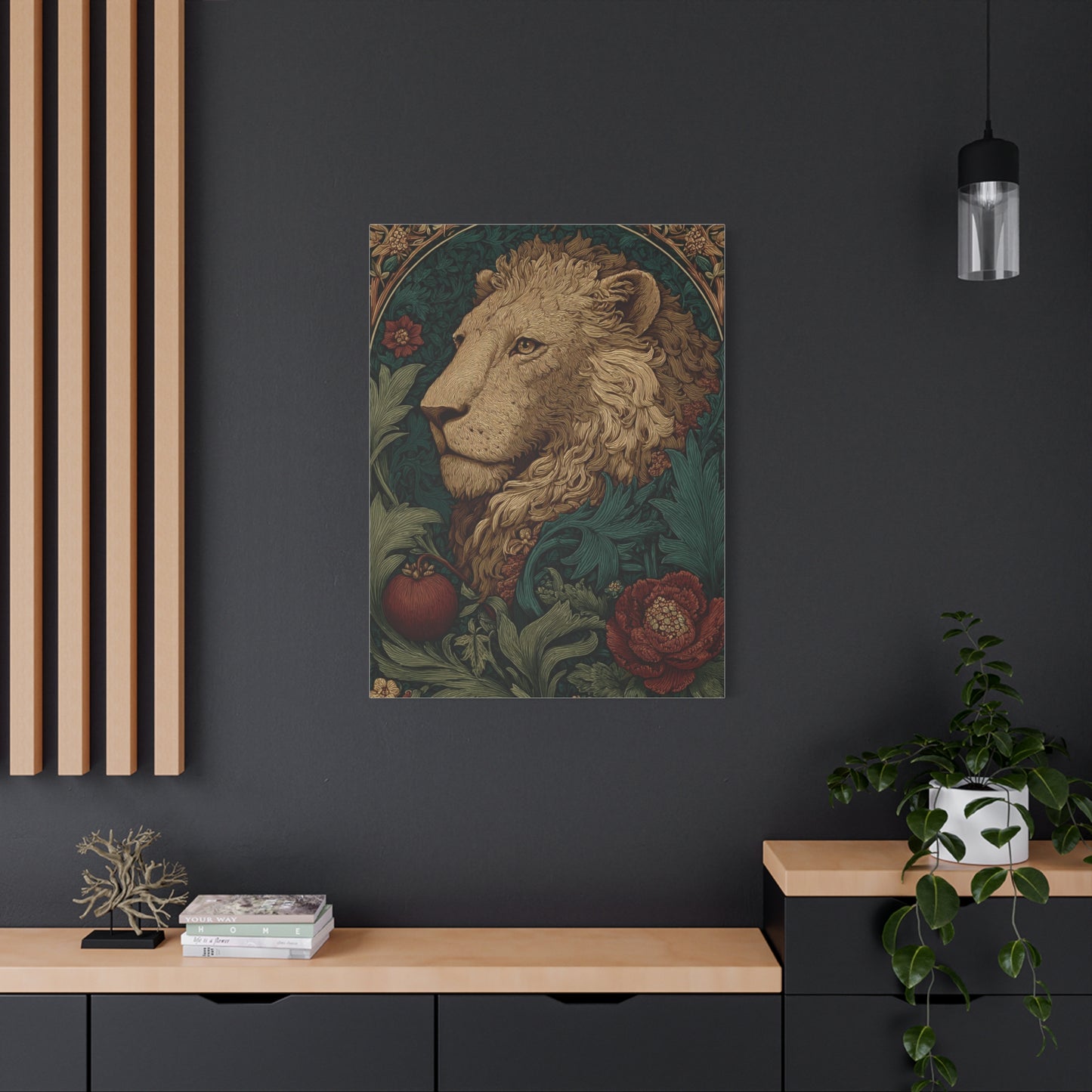 Ornamental Lion Botanical Heritage Wall Art & Canvas Print