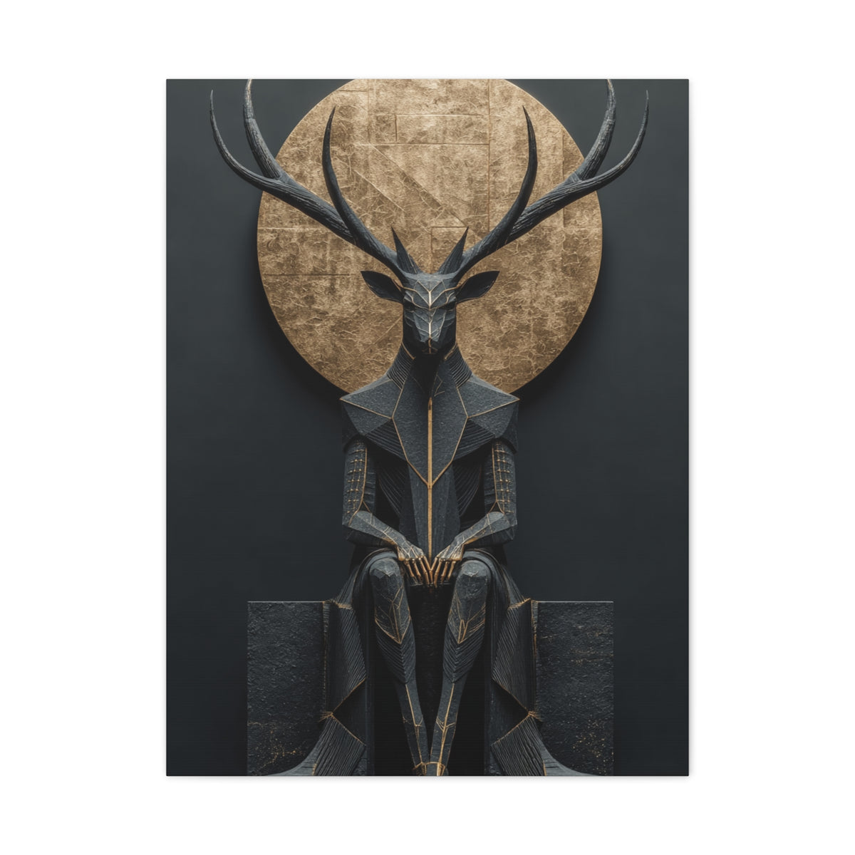 Art Deco Golden Halo Stag Wall Art & Canvas Print