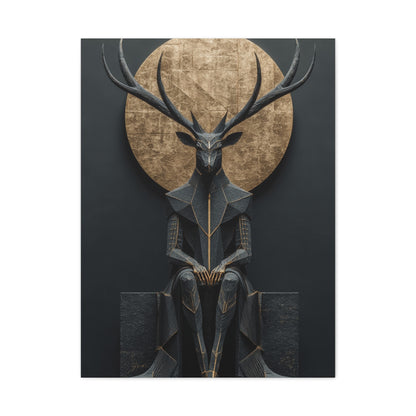 Art Deco Golden Halo Stag Wall Art & Canvas Print