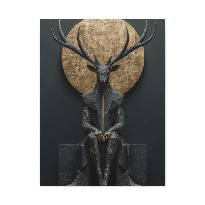 Art Deco Golden Halo Stag Wall Art & Canvas Print