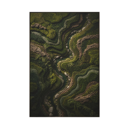 Topographic Moss River Landscape Wall Art & Canvas Print