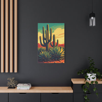 Southwestern Saguaro and Agave Desert Illustration Wall Art & Canvas Prints