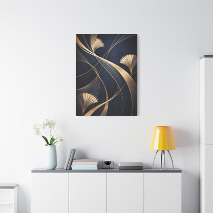 Art Deco Navy Gold Flow Wall Art & Canvas Print