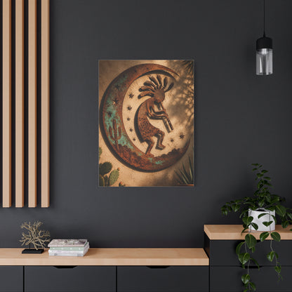 Kokopelli Crescent Moon Southwest Wall Art & Canvas Print