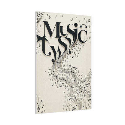 Flowing Typography Music Composition Wall Art & Canvas Print