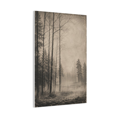 Vintage Fog Forest Monochrome Trees Wall Art & Canvas Print