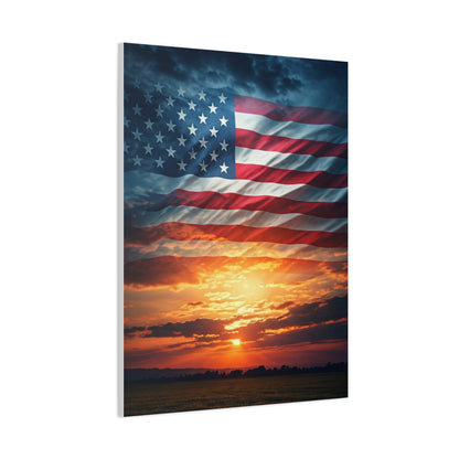 American Flag Sunset Glory Wall Art & Canvas Prints