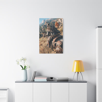 Cowboy Riding Through Mountain Canyon Wall Art & Canvas Print