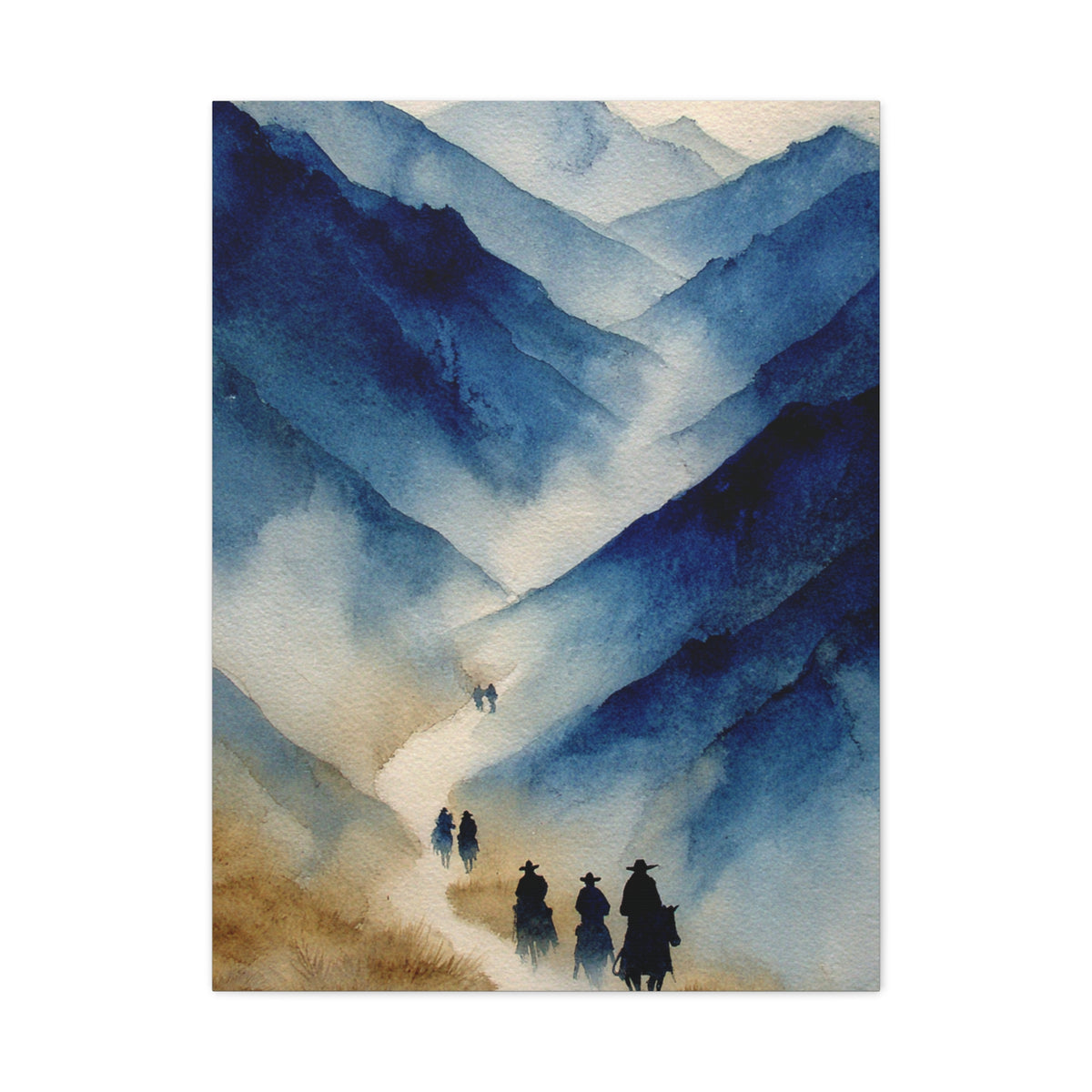 Misty Mountain Riders Watercolor Wall Art & Canvas Print