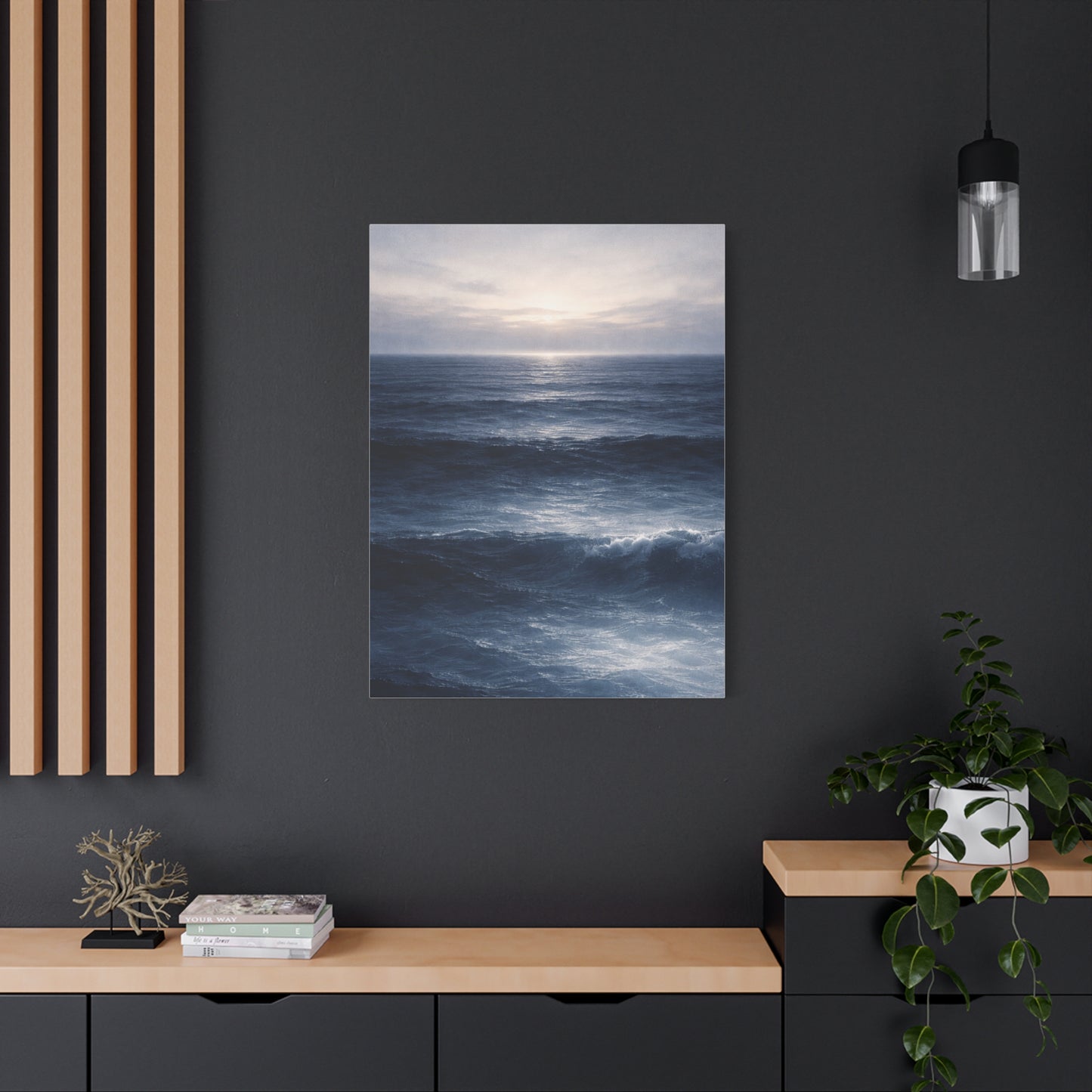 Calm Navy Ocean Horizon Wall Art & Canvas Print