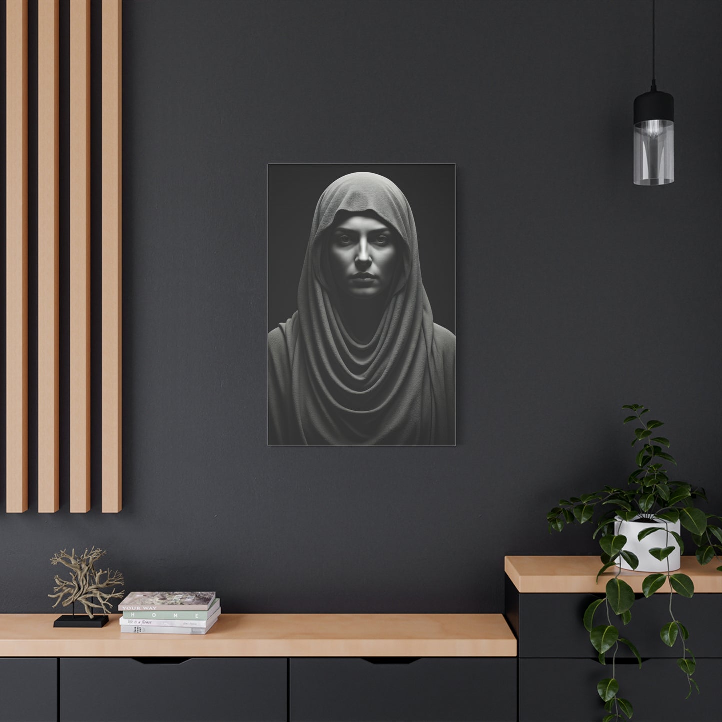 Veiled Serenity Black & White Portrait Wall Art & Canvas Prints