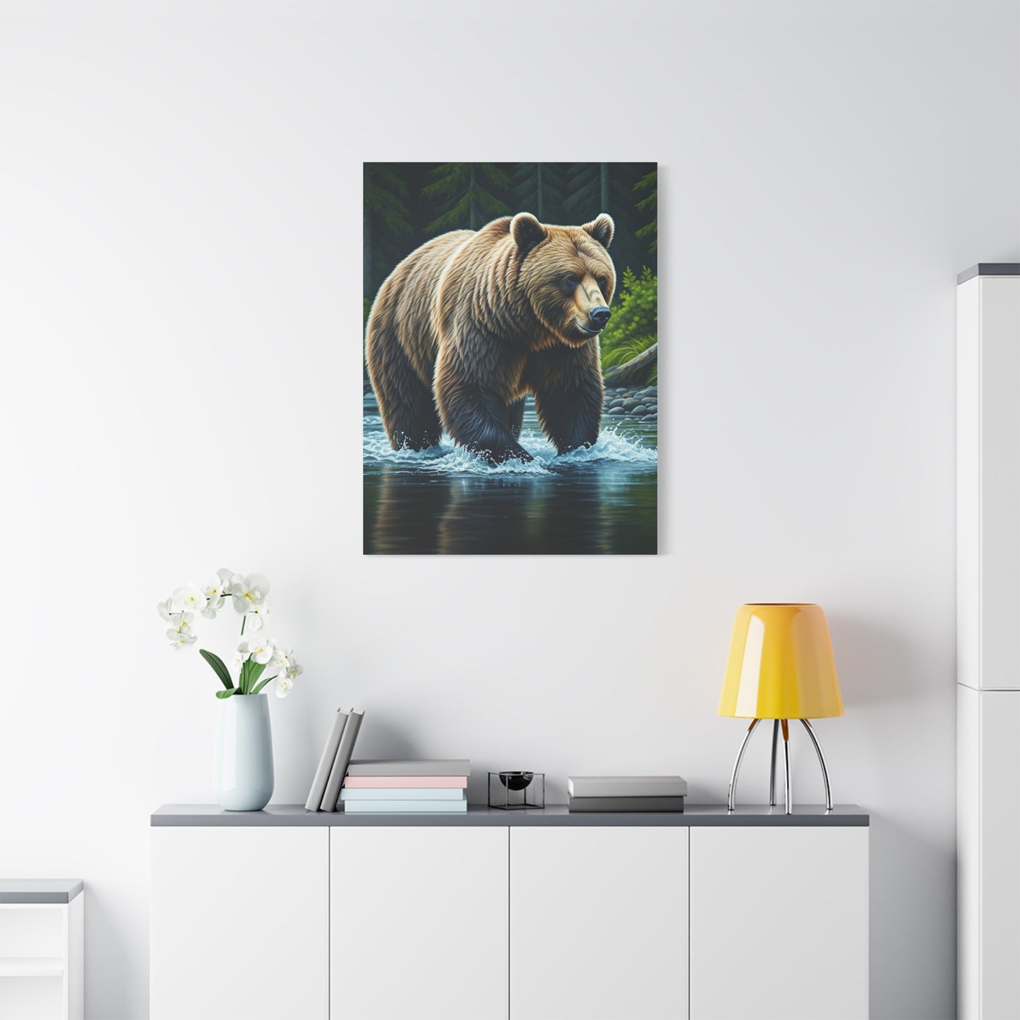 River Crossing Grizzly Bear Wall Art & Canvas Prints