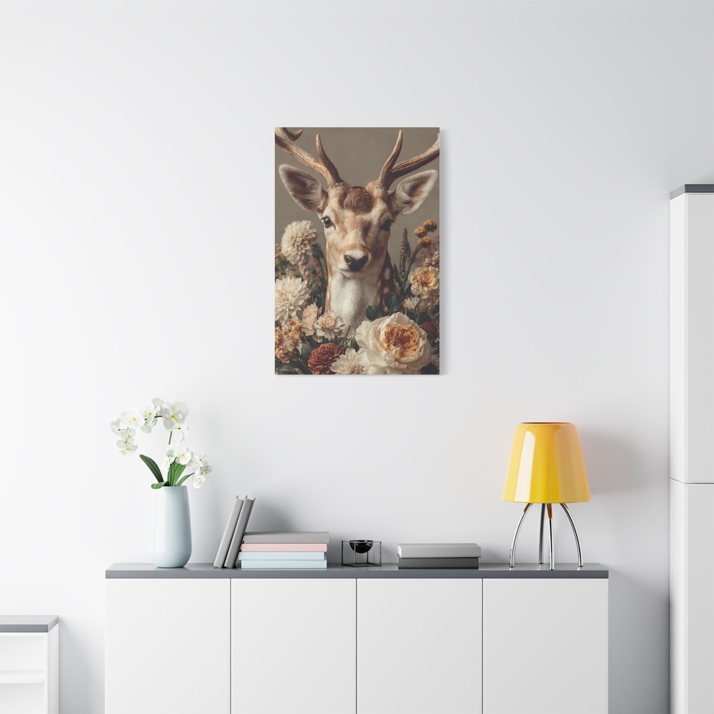 Botanical Deer Portrait Wall Art & Canvas Print