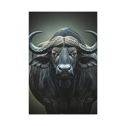 Dark Forest Buffalo with Dramatic Shadow Contrast Wall Art & Canvas Print