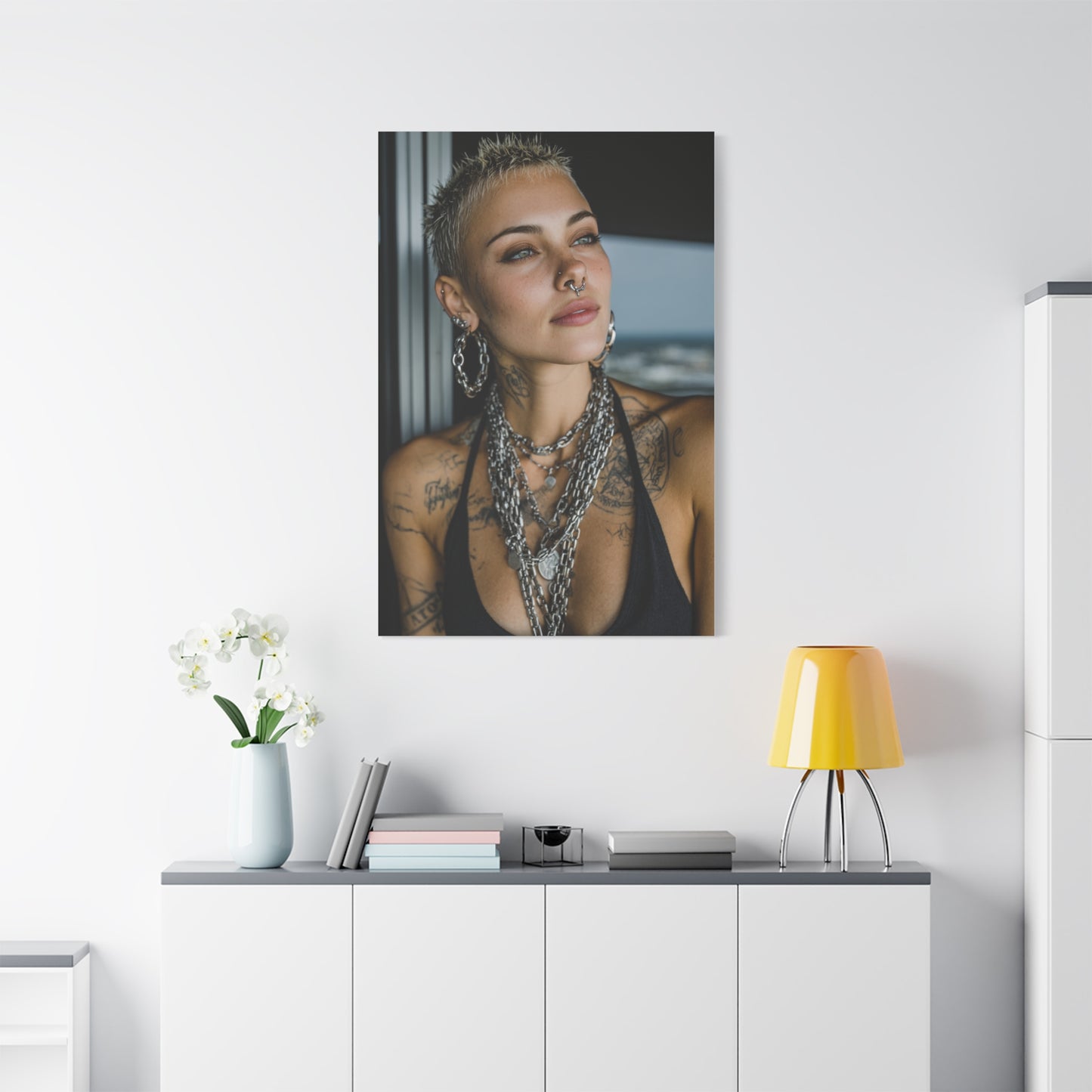 Tattooed Woman Urban Editorial Portrait Wall Art & Canvas Print