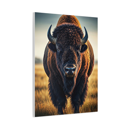 Dominant Prairie Bison in Golden Grass Wall Art & Canvas Print