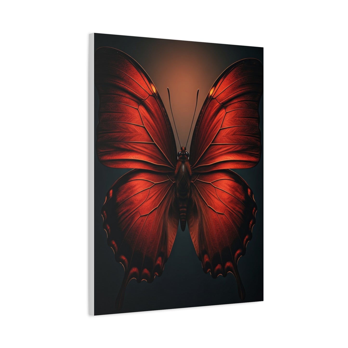 Crimson Ember Butterfly Symmetry Wall Art & Canvas Prints