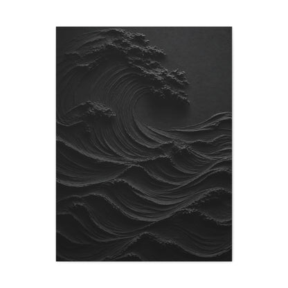 Dark Textured Wave Monochrome Statement Wall Art & Canvas Print